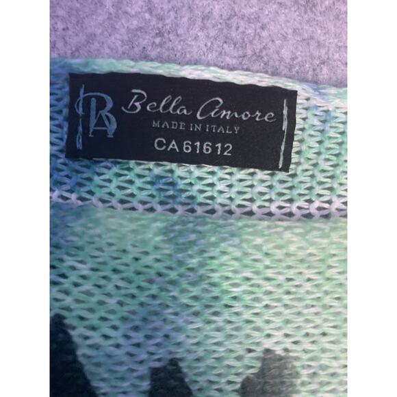 Bella Amore Med/Large Mint, Blue & White‎ Tye Dye Long Sleeve Knit Sweater - Picture 3 of 9